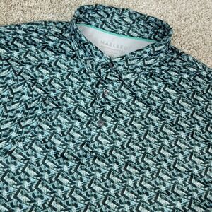 Maelreg Mens XL Multicolor AOP Geometric Performance Stretch Golf Polo SS